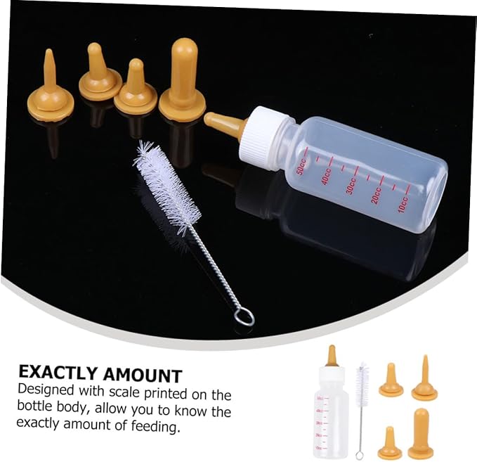 LIOOBO 1 Set Pet Nursing Bottle for Newborn Kittens Puppies Small Animals Milk Feeding Kit with Nipples Bottle Brush Portable Easy to Pet Supplies