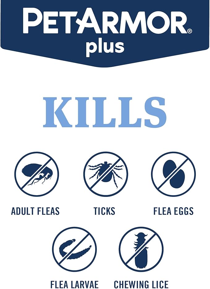 PetArmor Plus Flea and Tick Prevention for Dogs, Small Dog Flea and Tick Treatment, 3 Doses, Waterproof Topical, Fast Acting (5-22 lbs)