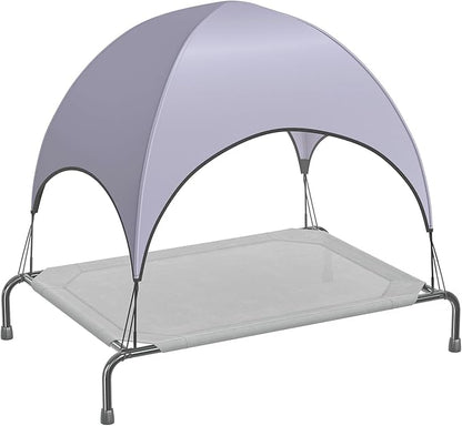 Simple Trending Raised Dog Bed for Large Dogs with Canopy, Waterproof Elevated Dog Bed, Breathable Big Pet Cot, Grey