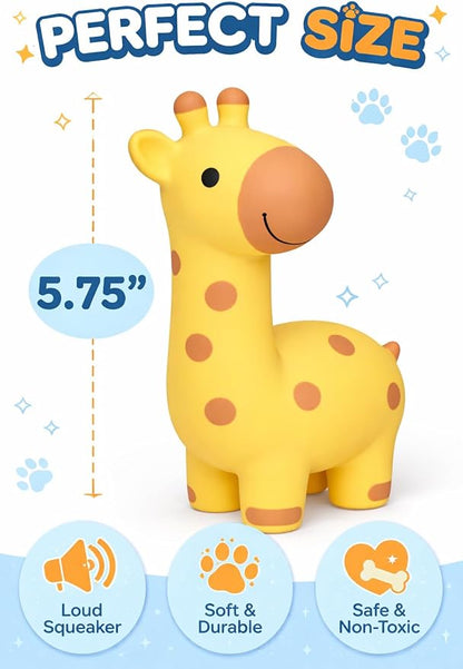 Multipet Giraffe Dog Toy | Latex Giraffe Dog Toy | Small Giraffes Squeaky Pet Toys | Squeaky Interactive Toys for Dogs | 5.75" (Yellow/Brown)