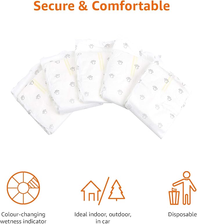 Amazon Basics Absorbent, Leakproof Male Dog Wrap Disposable Diapers with Wetness Indicator, Breathable, Small, White, 50-Pack