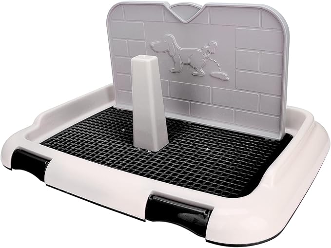 HUIOP Dog Toilet, Prevent Torn Nappy Pads, Ideal for Small Dogs, Simulated Wall Design, Suitable for Male, Keep Feet Dry, 1L Urine Absorption Busy Owners Pet Toilet (Black)