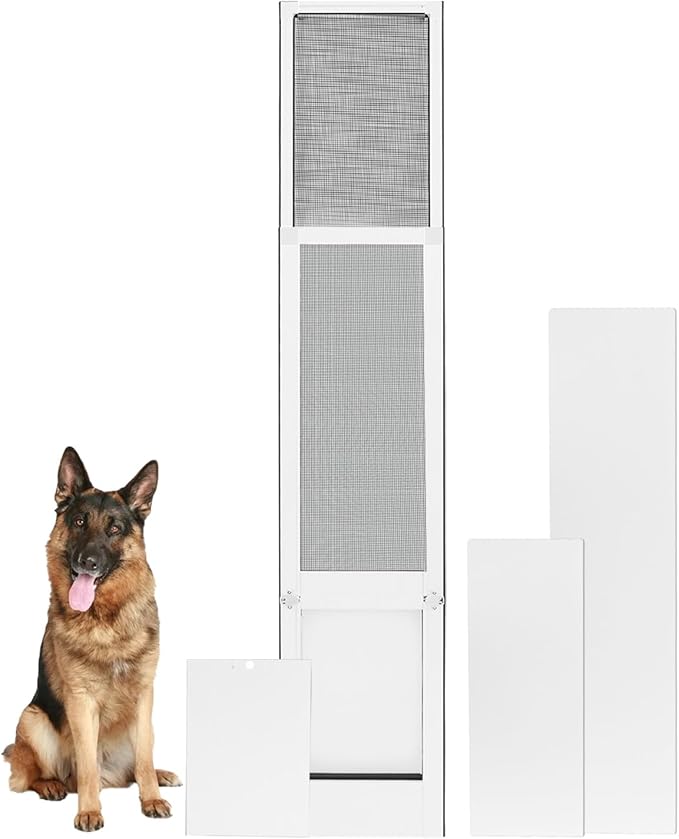 Dog Door for Sliding Door - Large Dog Door for Sliding Glass Door - Patio Sliding Door Dog Door Insert - Easy Installation, Security Lock, Weather Proof Panel
