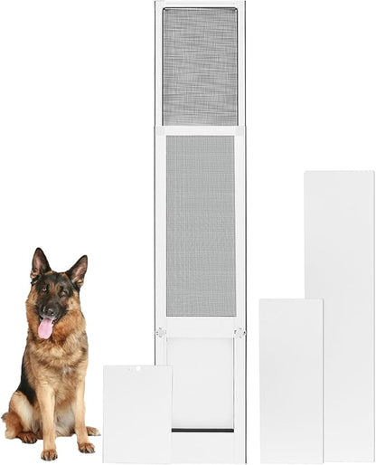 Dog Door for Sliding Door - Large Dog Door for Sliding Glass Door - Patio Sliding Door Dog Door Insert - Easy Installation, Security Lock, Weather Proof Panel