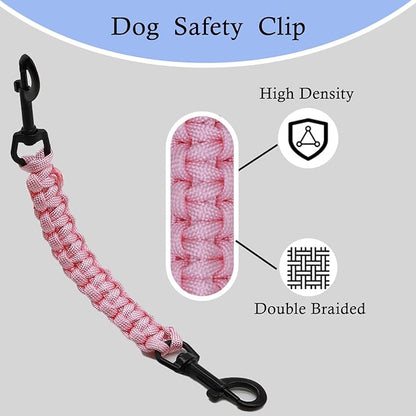 2 PCS Dog Collar Safety Clips, Backup Clip Connector, Prong Collar, Dual Clasps Rotating Buckle for Small and Medium Dogs (Pink)