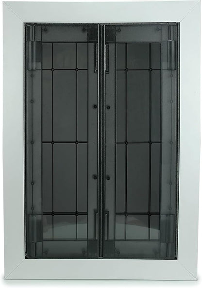 Large Swing Dog Door - Rustproof Solid Aluminum Frame - Luxury Pet Door for Wooden and Metal Doors - Lockable Security Slide Panel - Energy Efficient and Easy to Install for Interior or Exterior