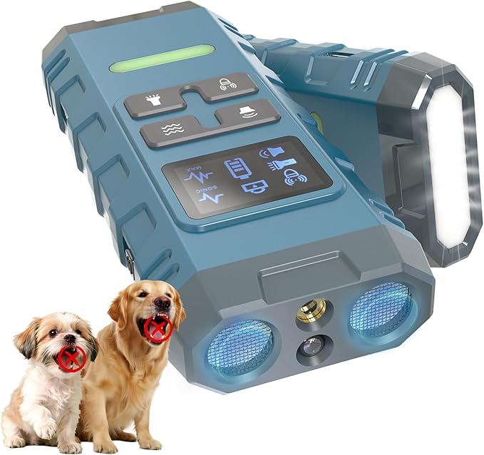 Dog Bark Deterrent Device,G3 Anti Barking Device for Dogs, Bark Stopper with Display,Ultrasound Dog Bark Deterrent,for Indoor/Outdoor/Safe and Effective Bark Stopper with Flashlight (Blue)