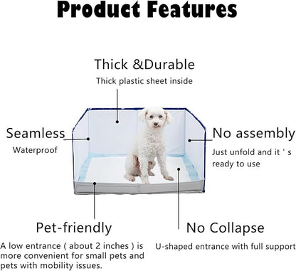 Dog Litter Box with High Walls,Pee Pad Holder Tray for Indoor Dog Potty,No Assembly,No Spill,Waterproof,Easy to Clean,Portable for Travel (Black Star, S-23.6''Lx23.6''Wx12''H)