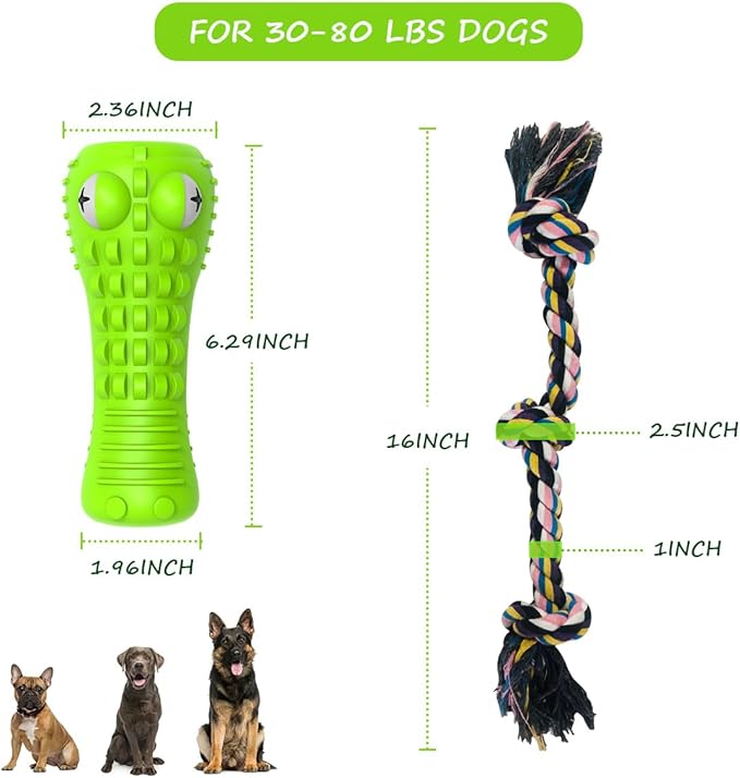 Cutiful Dog Toys for Aggressive Chewers Large Medium Breed, Indestructible Dog Toothbrush Chew Toys, Squeaky Interactive Tough Extremely Durable, Dogs Toys to Keep Them Busy