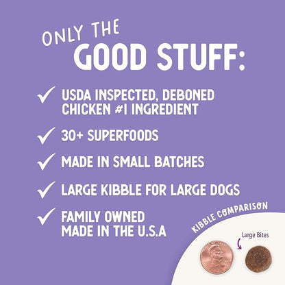 Health Extension Large Bites Chicken & Brown Rice Dry Dog Food, Protein-Rich Formula with Probiotics & Essential Nutrients for Large Breeds (30 lb)