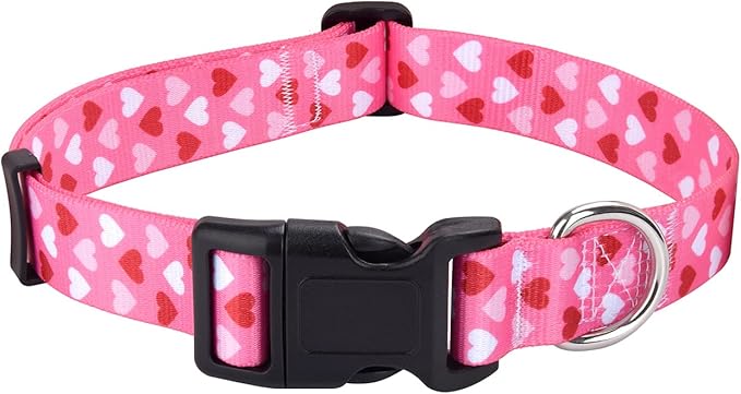 Mihqy Dog Collar - Adjustable Heart Dog Collar - Love Theme - Perfect for Small Medium Large Dogs(Pink Heart,XS)