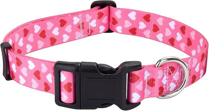 Mihqy Dog Collar - Adjustable Heart Dog Collar - Love Theme - Perfect for Small Medium Large Dogs(Pink Heart,XS)