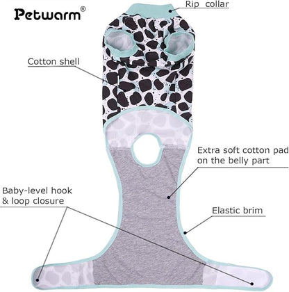 PetWarm Dog Onesie for Surgery Male, Dog Surgical Recovery Suit, Spay and Neuter, Prevents Licking After Surgery Onesie, Pet Recovery Suit for Dogs, Leopard Pattern, Silver Black, XL