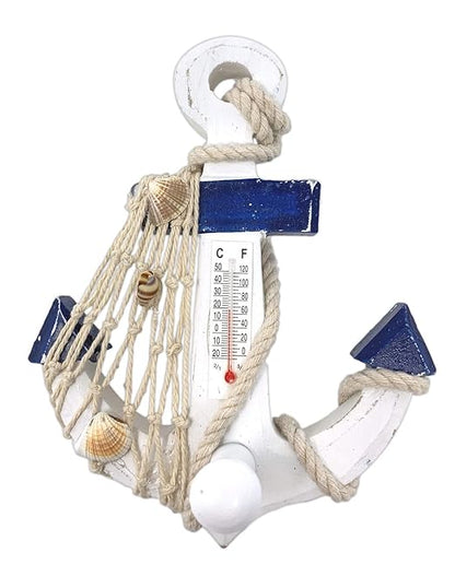 Anchor Thermometer with a Knob for Hanging - Nautical Wall Temperature Gauge - Home - Beach House - Lakeside Cabin - 5.875" H X 4.75" W