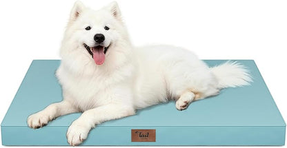 Outdoor Large Washable Dog Bed, Orthopedic Egg Crate Foam Dog Crate Mat for Large Dogs with Removable Oxford Cooling Cover, Light Blue