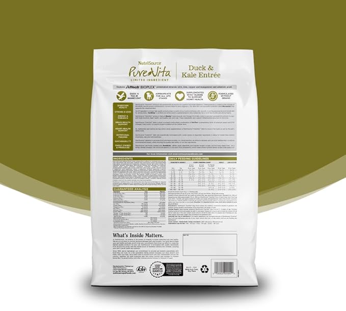 NutriSource Pure Vita Grain Free Duck & Kale Dog Food, 4LB