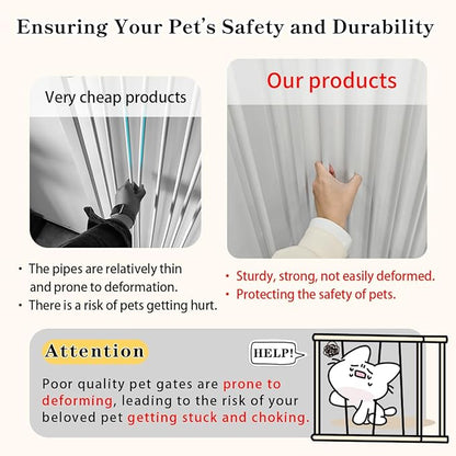 Lumizone Extra Tall Cat Gate 61.02" High Pressure Mounted Extra Wide 2025 New (17 Sizes) 1.37" Gap No Drilling Auto-Close One-Handed Operation Tall Pet Gate for Dogs(White, 61.02" H x 29.92"-59.44" W)