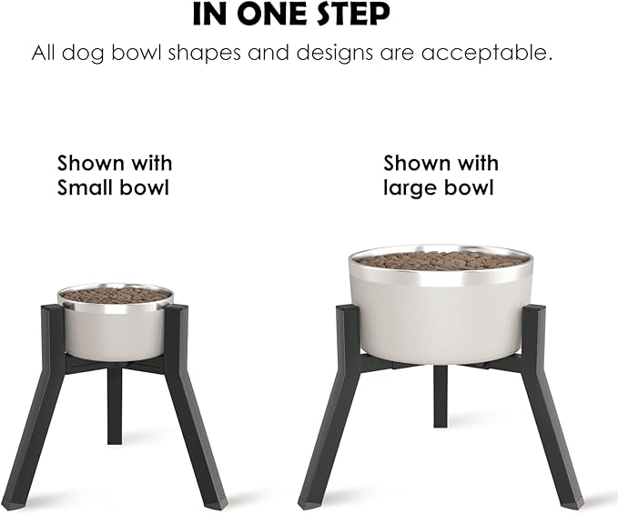 Dog Bowl Stand for Medium Large Dogs, Adjustable Width Elevated Dog Bowls 7-10.6", Raised Dog Food Water Bowls, 11 inch Tall Single Holder, Black,Bowl Not Included