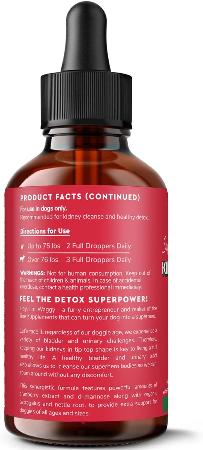 Wonder Paws Premium Kidney Support for Dogs – Cranberry Supplement for Dogs – Dog UTI Treatment – Supports Bladder, Detox, Urinary & Kidney Health – Liquid Kidney Supplement for Dogs 2 oz (60ml)