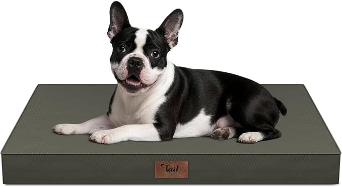 Outdoor Dog Bed for Small Dogs, Waterproof Dog Crate Bed for Medium Dogs Cats, Orthopedic Egg Crate Foam Pet Bed with Washable Removable Oxford Cover, Brown