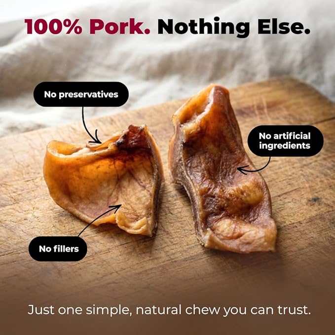 Best Pet Supplies GigaBite Half-Cut Pig Ears for Dogs - All-Natural Slow-Roasted Chews that Clean Teeth and Satisfy Aggressive Chewers - 20 Pack for Medium, Large Dogs