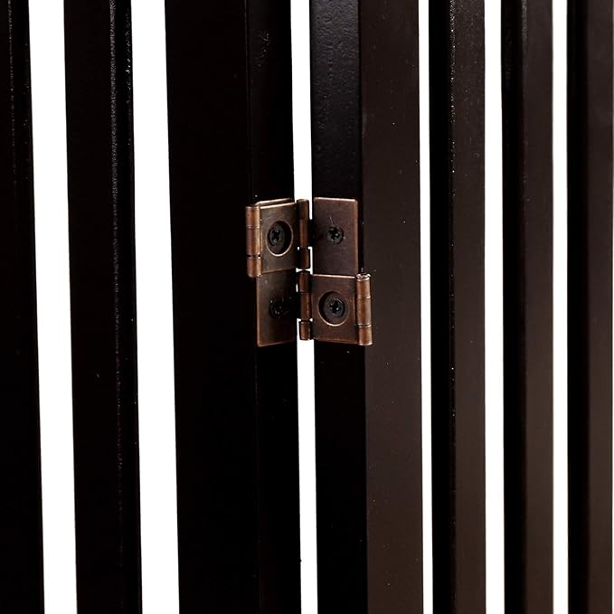 WELLAND 24" Freestanding Pet Gate, Foldable Indoor Wooden Dog Puppy Gate, 3 Panel Step Over Fence, Expands Up to 60" Wide, Espresso