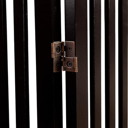 WELLAND 24" Freestanding Pet Gate, Foldable Indoor Wooden Dog Puppy Gate, 3 Panel Step Over Fence, Expands Up to 60" Wide, Espresso