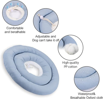 GAGABODY Dog Cones for Small Dogs & Cats, Comfortable Adjustable Soft Dog Cone Alternative After Surgery, Elizabethan Donut Collar, Blue, Cotton & Synthetic Fabric