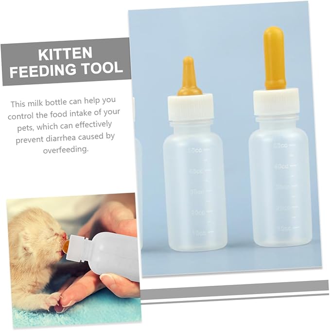 Kisangel 3pcs Pet Feeding Bottles for Puppies and Kittens Safe and Reusable Milk Feeders with Different Nipple for Newborn Small Animals for Hamsters Rabbits and More