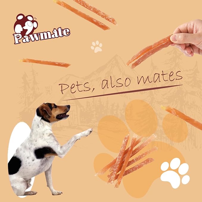 Pawmate Chicken Jerky Strips Dog Treats, Natural Dehydrated Chicken Snacks w/Taurine, Soft & Chewy Training Treats for Small Medium Large Dogs, Rawhide-Free, Grain-Free, 10.6 oz