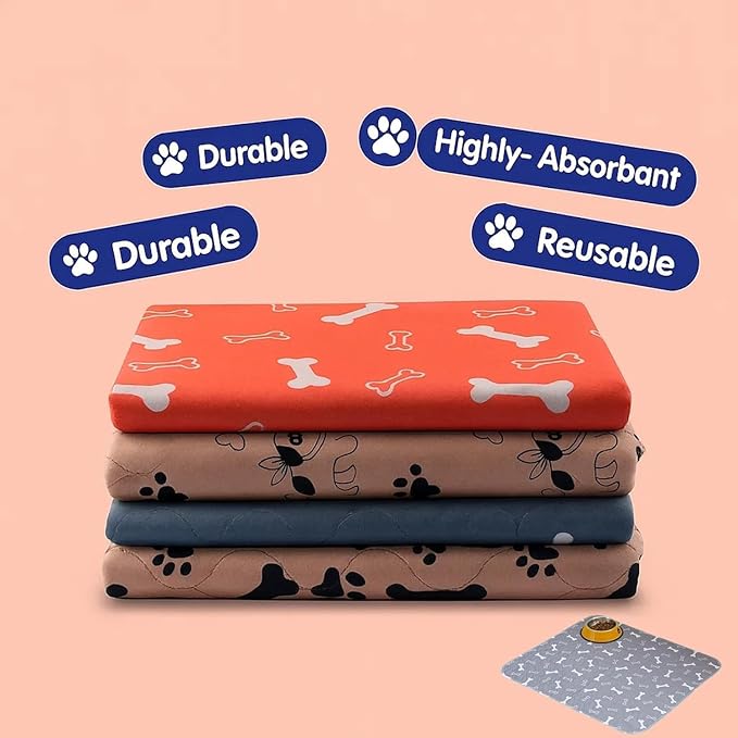 Pet Pee Pad,Pee Pads for Dogs with Pheromones,Washable Reusable Puppy Training Pads with 4-Layer Leak Protection,Easy to Clean,Odor Control, and Non-Slip Base (Grey)