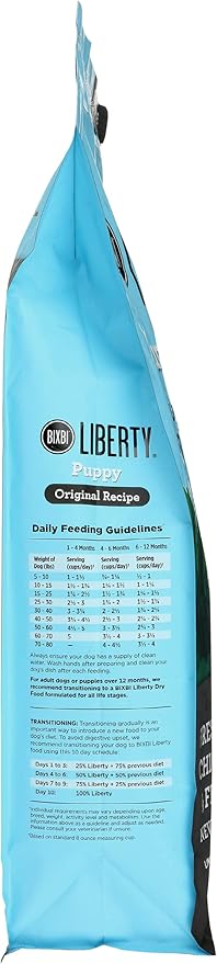 BIXBI Liberty Grain-Free Dry Dog Food, Original Recipe Puppy – Fresh Meat, High Protein, No Meat Meals – USA Made, 11 lbs