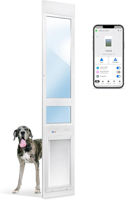 Power Pet Automatic ROLL UP Door by High Tech Pet Brand - Motorized Panel Rolls Up - Pet Operated - Remote App Control - 24/7 Exit & Entry Timers (X-Large, Patio Tall - 92½-96)