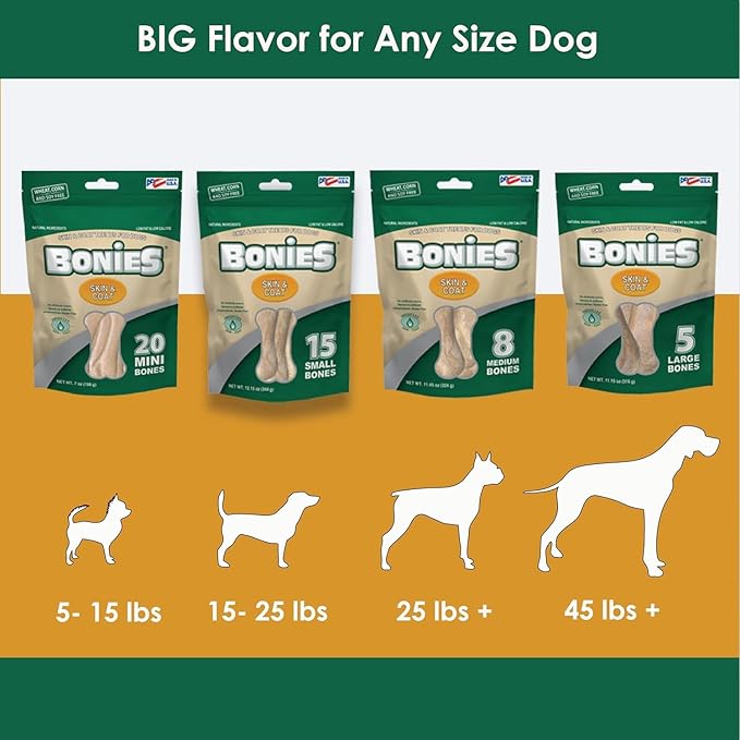 Bonies Edible Treats for Large Dogs (1 Bone, Skin & Coat)