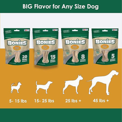Bonies Natural Skin & Coat Formula Small-Sized Single Bone - Promote Silky Coat & Healthy Skin, Healthy Teeth & Fresh Breath, Low Calories - Chicken Flavor, Small Dogs, 15 Count