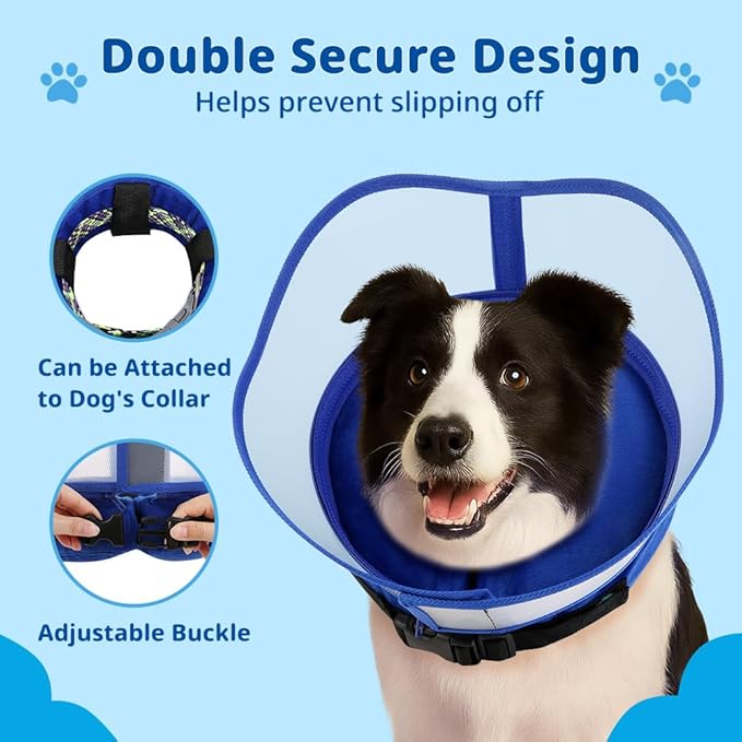 Soft Dog Cone Collar, Inflatable Cones Alternative After Surgery with Anti-Lick Shield, for Large/Medium/Small Dogs to Stop Licking, Elizabethan Neck Ecollars of Shame, Comfy E Pillow Recovery