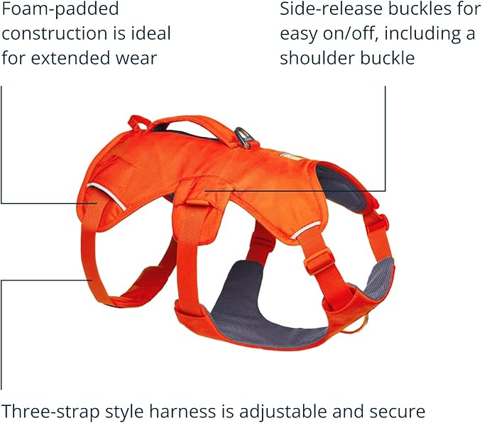 Ruffwear, Web Master, Multi-Use Support Dog Harness, Hiking and Trail Running, Service and Working, Everyday Wear, Blaze Orange, Large/X-Large