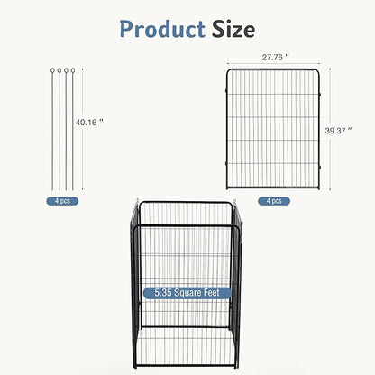 DUMOS Dog Playpen Indoor, Metal 40 Inch 4 Panels Foldable Pet Fence with Door, Outdoor Small Medium Large Dog Puppy Portable Exercise Play Pen for RV Camping, Trips, Play Yard