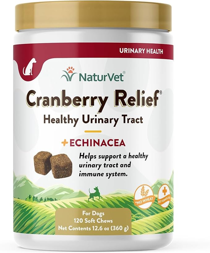 NaturVet 360-Count Cranberry Relief Plus Echinacea Soft Chews for Dogs (3 Jars with 120 Chews Each)