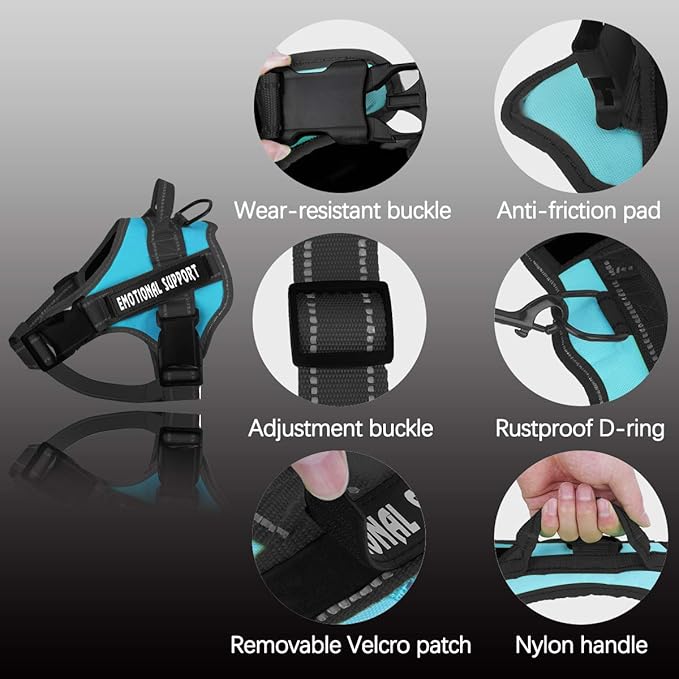 voopet Service Dog Harness, Emotional Support Pet Vest Harness, Reflective Breathable & Adjustable No Pull ESA Harness for Small Medium Large Dogs (with 4 PCS Removeable Tags),X Small (Pack of 1)