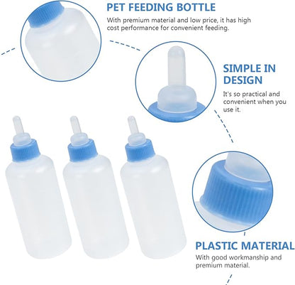LIOOBO 3Pcs Newborn Cat Feeders Milk Bottles for Kittens Easy to Food Grade Feeding for Pets for Home Use