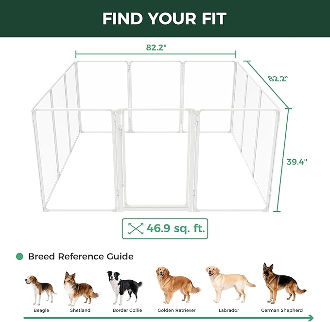 FXW AuraSpace Pro Acrylic Indoor Dog Playpen, Heavy-Duty with Metal Frame, 40" Height 12 Panels for Medium and Large Dogs, White│Patented