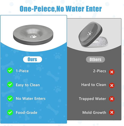 SCHITEC No Spill Dog Water Bowl for Large Dogs, 5.6L / 1.5 Gallon Stainless Steel Splash-Proof Slow Drinking Pet Dish with Floating Disk & Non-Slip Base, Mess-Free Design for Home or Travel-Gray