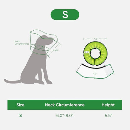 Sponge Dog Cone Collar, Dog Recovery Collar Alternative with Detachable High Clear Shield, Adjustable Soft Neck Cone for Small Medium Large Dogs, Stop Licking After Surgery (Kiwi,S)