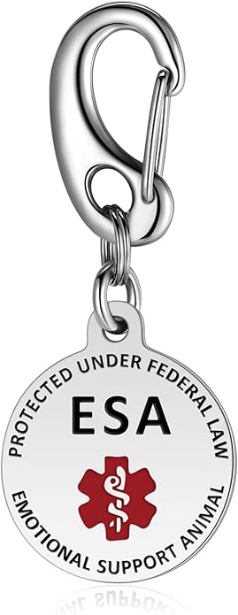 Service Dog Tag/ESA Animal Tag - Double Sided with Federal Protection & Red Medical Alert Symbol| Easily Attach to Collar, Harness, Vest | Service Dog Identification Tag