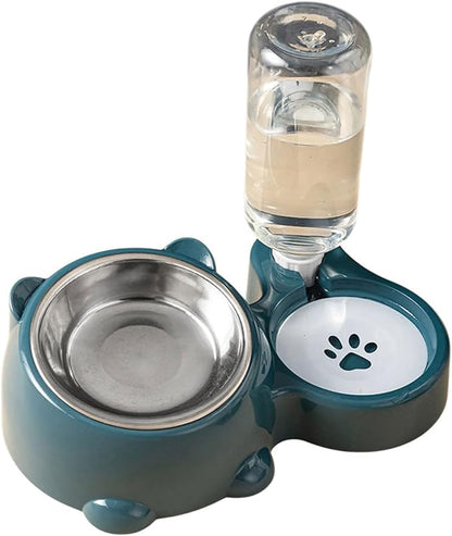 Elevated Pet Feeders with Removable Stainless Steel Bowl and Automatic Water Dispenser and Dogs