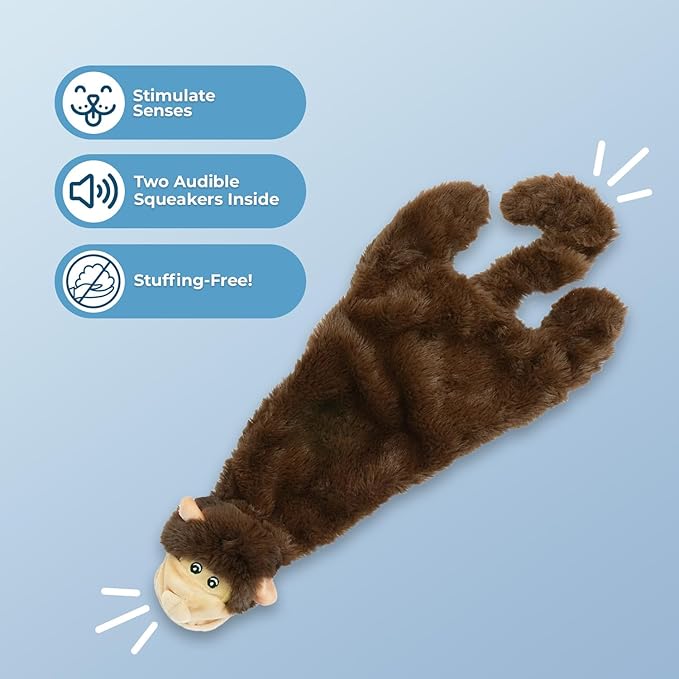 Best Pet Supplies Squeaky Dog Toys with Soft Durable Fabric for Small, Medium and Large Pets Interactive Toy for Indoor Play, Supports Active Biting and Play - Cow, Monkey, Large