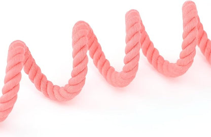 Mile High Life Dog Leash, Braided Cotton Rope Leashes with Leather Tailor Tip with Leather Tip - Heavy Duty Metal Clasp, 5FT, 1/2" Thick - Wedding, Walking Leash for Medium Large Dogs(Pink)