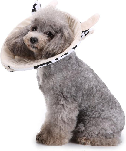 Pet Recovery Collar,Dog Protective E-Collar Soft Dog Cone Breathable Secure Lovely Collar for Puppy Small Medium Dogs (S-Neck: 30-33cm, Cow)