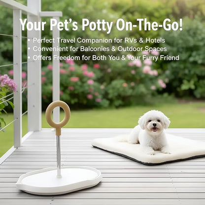 Dog Potty Tray with Handle, minandhua Indoor Puppy Potty Training Tray & Pee Pad Holder, Oval Design with Pour Spout & Non-Slip Grid, Easy-Clean for Small Medium Large Dogs (White)